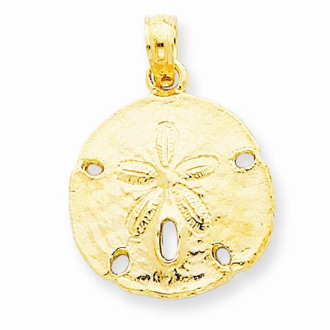 14k Gold Polished Sand Dollar Pendant, Pendants for Necklace
