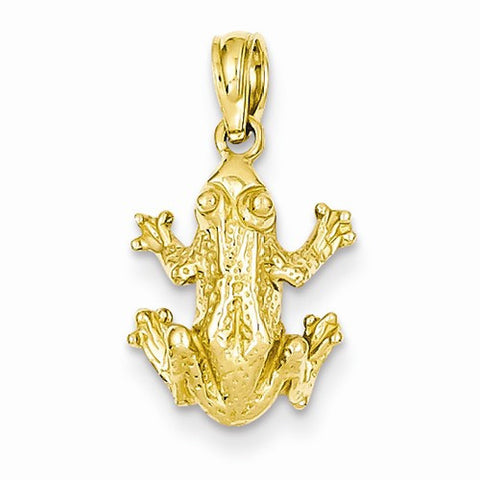 14k Gold Solid Polished Open-Backed Frog pendant, Stylish Pendants for Necklace