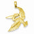 14k Gold Solid Polished Open-Backed Flying Pelican Pendant, Pendants for Necklace