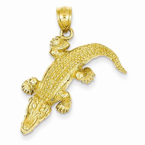 14k Gold Solid Polished 3-Dimensional Moveable Crocodile Pendant, Pendants for Necklace