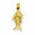 14k Gold Polished 3-Dimensional Fish Bone Pendant, Pendants for Necklace