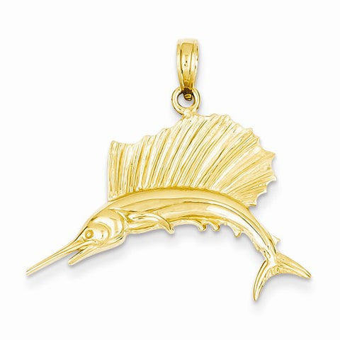 14k Gold Polished Sailfish pendant, Dazzling Pendants for Necklace