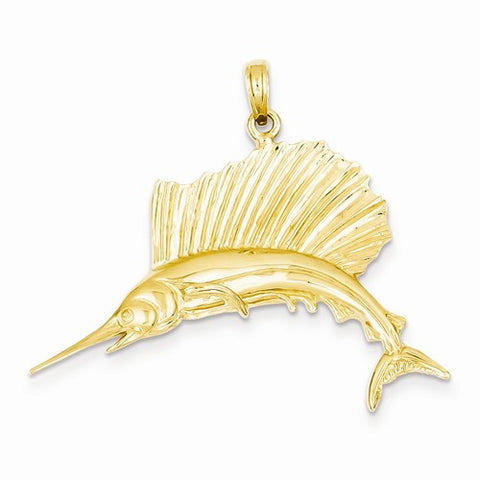 14k Gold Polished Sailfish pendant, Beautiful Pendants for Necklace