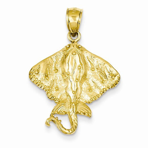 14k Gold Polished Stingray Pendant, Pendants for Necklace