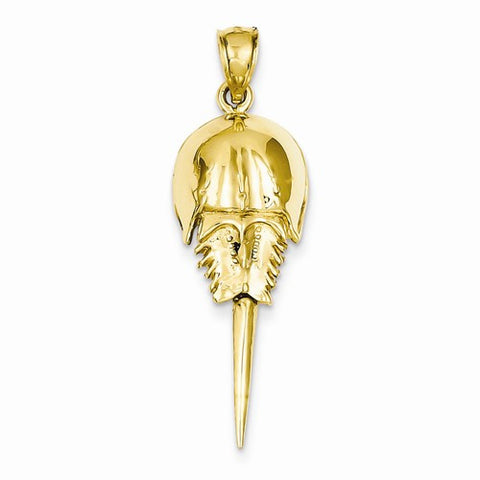 14k Gold Polished Moveable Horseshoe Crab Pendant, Pendants for Necklace