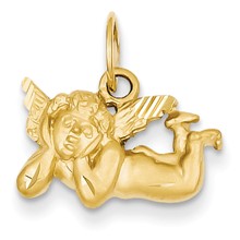 14k Gold Satin & Diamond-Cut Angel Charm hide-image