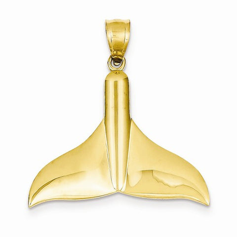 14k Gold Solid Polished Large Whale Tail Pendant, Pendants for Necklace