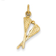 14k Gold Polished Lacrosse Sticks Charm hide-image