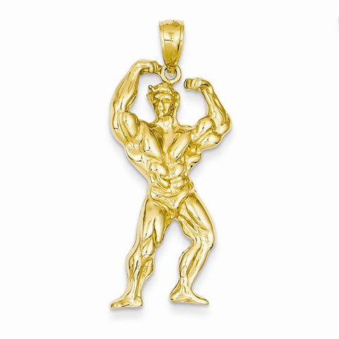14k Gold Solid Polished Weightlifter Pendant, Pendants for Necklace