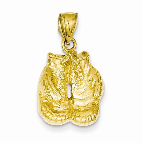 14k Gold Solid Polished Open-Backed Boxing Gloves pendant, Delightful Pendants for Necklace