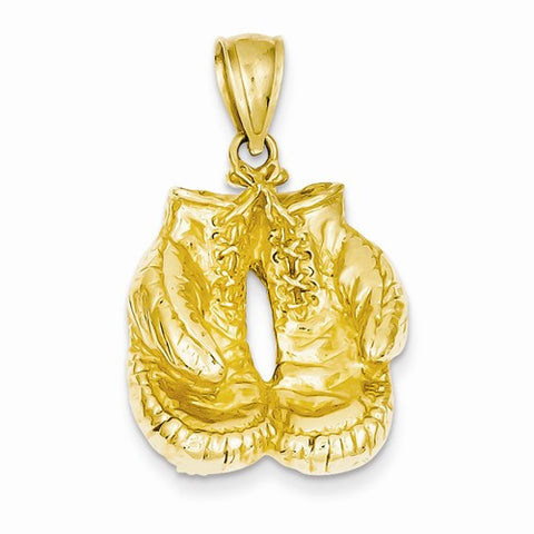 14k Gold Solid Polished Open-Backed Boxing Gloves pendant, Fine Pendants for Necklace