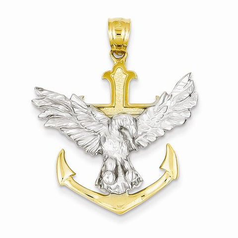 14k Gold Two-tone Mariners Cross w/Eagle Pendant, Pendants for Necklace