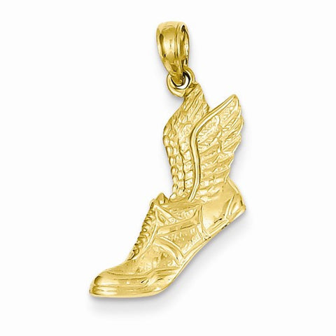14k Gold Polished Running Shoe pendant, Gorgeous Pendants for Necklace