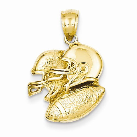 14k Gold Polished Open-Backed Football Pendant, Pendants for Necklace