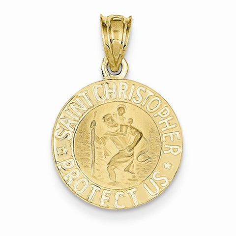 14k Gold Saint Christopher Medal Pendant, Classy Pendants for Necklace
