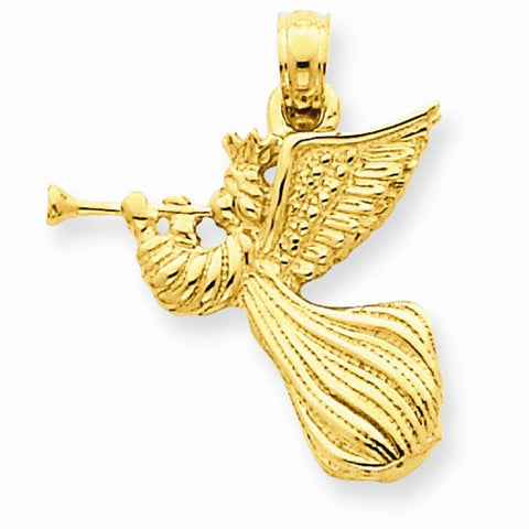 14k Gold Angel w/Trumpet Pendant, Pendants for Necklace