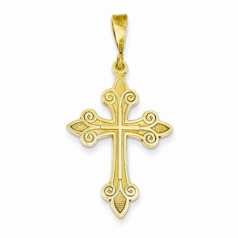 14k Gold Fleur de Lis Cross pendant, Charm