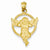 14k Gold Satin Angel in Circle Pendant, Pendants for Necklace