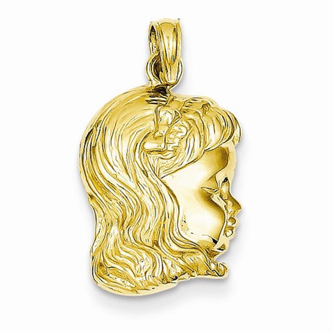 14k Gold Girl Head Pendant, Pendants for Necklace