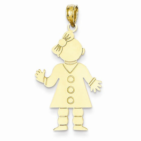 14k Gold Polished Girl Pendant, Pendants for Necklace