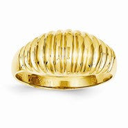 14k Yellow Gold High Polished Ribbed Dome Ring