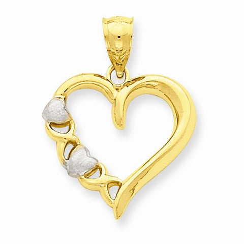 14k Gold & Rhodium X and Hearts Heart Pendant, Pendants for Necklace