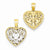 14k Gold Two-tone Reversible Filigree Heart Pendant, Pendants for Necklace