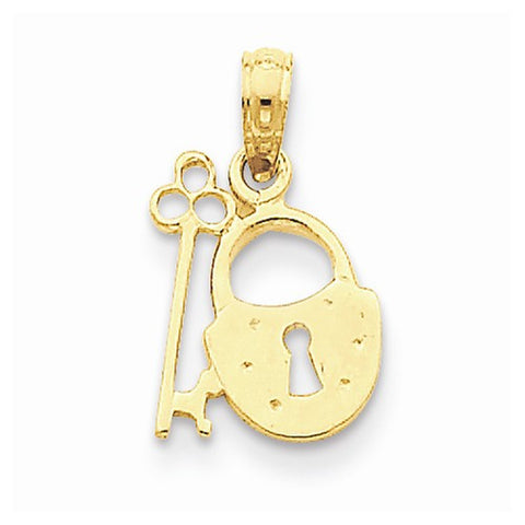 14k Gold Padlock and Key Pendant, Pendants for Necklace