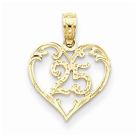 14k Gold 25 in Heart Cut-out Pendant, Pendants for Necklace