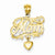 14k Gold Mom w/Dangling Heart Pendant, Pendants for Necklace