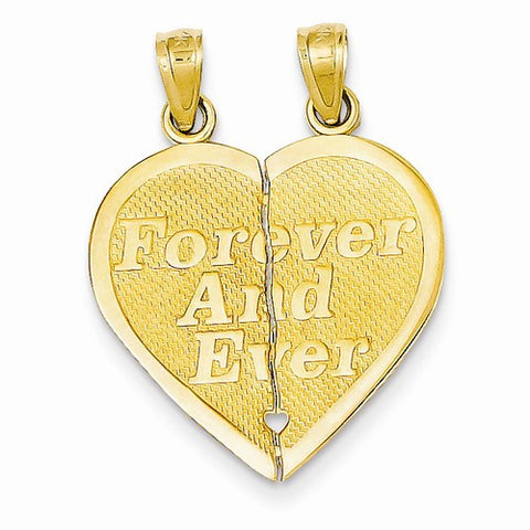 14k Gold Reversible Forever and Ever Break-apart Heart Pendant, Pendants for Necklace