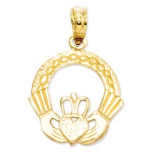 14k Gold Claddagh Charm hide-image