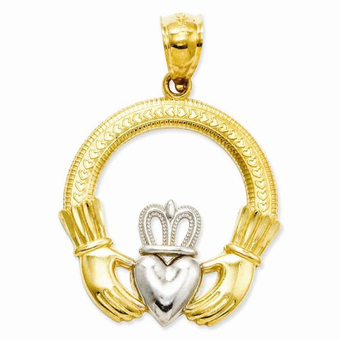 14k Gold Rhodium Claddagh pendant, Gorgeous Pendants for Necklace