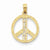 14k Gold Peace Sign with Cut-Out Letters Pendant, Pendants for Necklace
