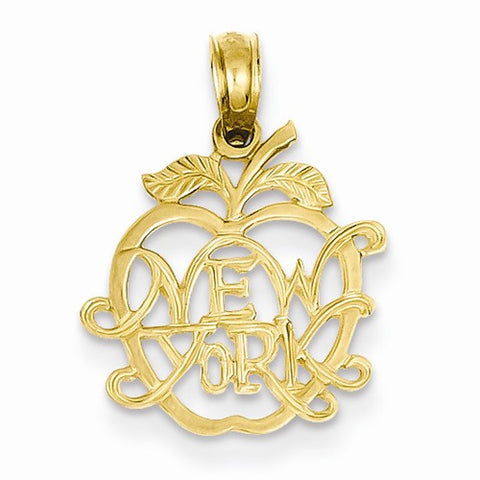 14k Gold New York in Apple Cut-out Pendant, Pendants for Necklace