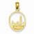 14k Gold Chicago Skyline in Circle Frame Pendant, Pendants for Necklace