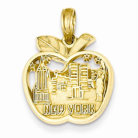 14k Gold New York City Skyline in Apple Pendant, Pendants for Necklace