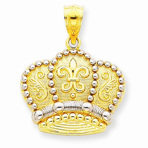 14k Gold & Rhodium Crown pendant, Delightful Pendants for Necklace