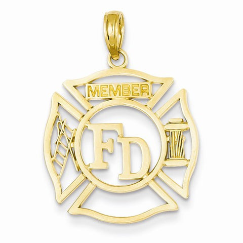 14k Gold FD Member in Shield Pendant, Pendants for Necklace