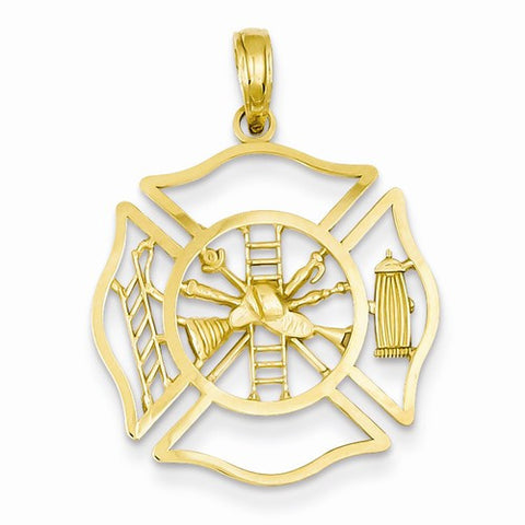 14k Gold Fireman Shield Pendant, Pendants for Necklace