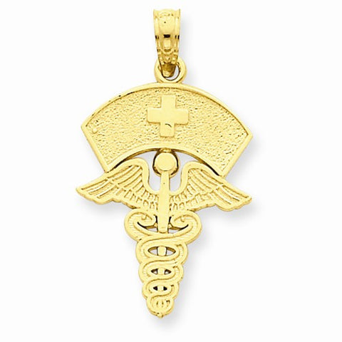 14k Gold Caduceus w/Nurses Cap Pendant, Pendants for Necklace