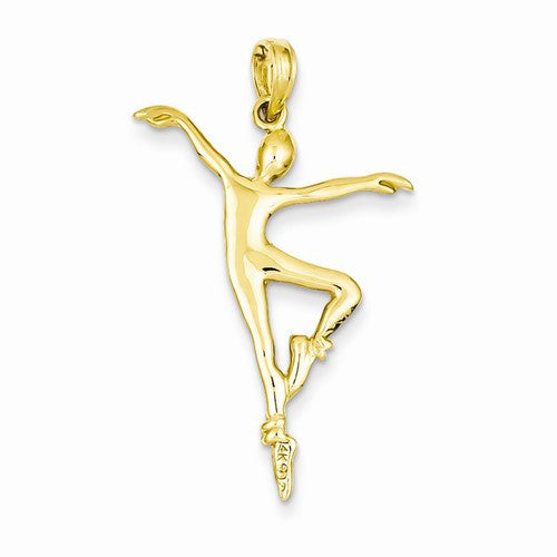 IceCarats® 14K Yellow Gold 3-D Ballet Dancer Pendant - Solid Gold Jewelry Gift