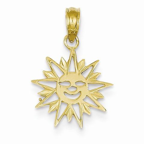 14k Gold Cut Out Smiling Sunburst Pendant, Pendants for Necklace