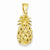 14k Gold 3-D Cut-Out Pineapple Pendant, Pendants for Necklace