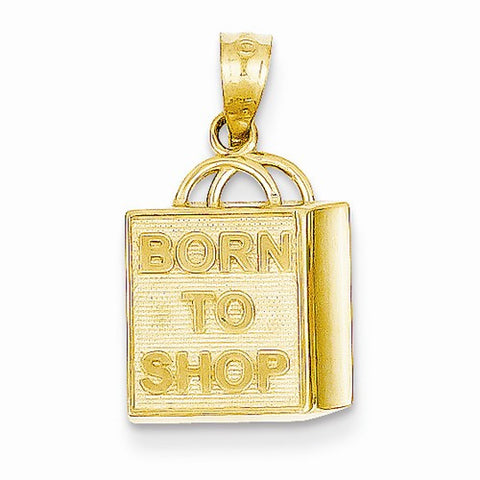14k Gold Shopping Bag Born to Shop Pendant, Pendants for Necklace