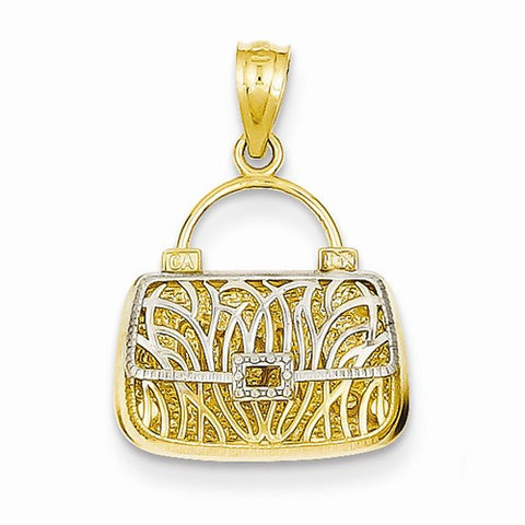 14k Gold & Rhodium Reversible Mom Handbag Pendant, Pendants for Necklace