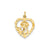 Rose in Heart Charm in 14k Gold