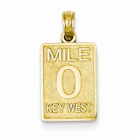 14k Gold Mile 0 Key West Mile Marker Pendant, Pendants for Necklace