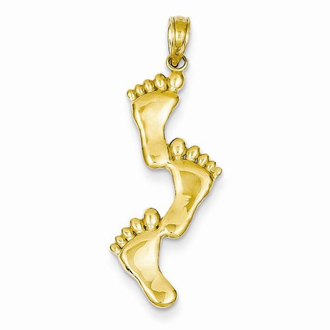 14k Gold Triple Vertical Feet Pendant, Pendants for Necklace