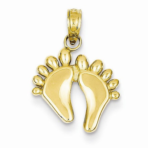 14k Gold Hang Ten Style Double Feet Pendant, Pendants for Necklace
